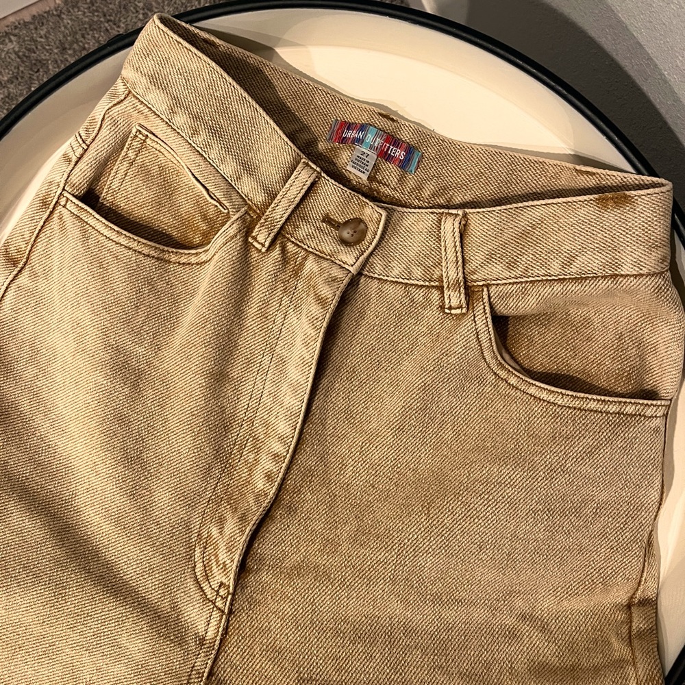 Urban Outfitters high-waisted wide leg jeans in tan